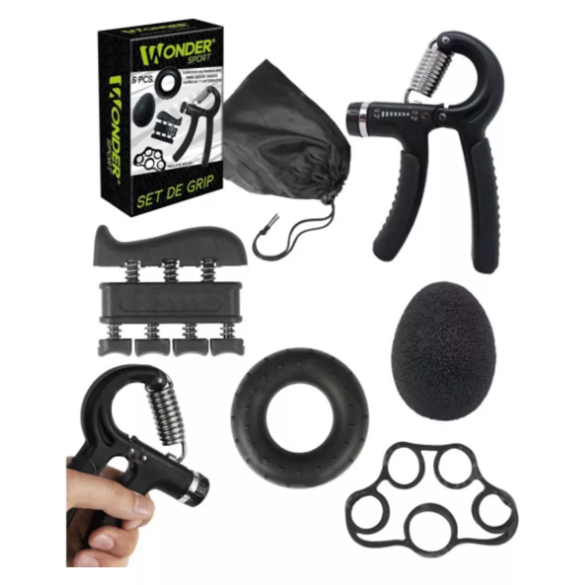 Kit Hand Grip Ejercitadores Mano Muñeca Antebrazo Graduable